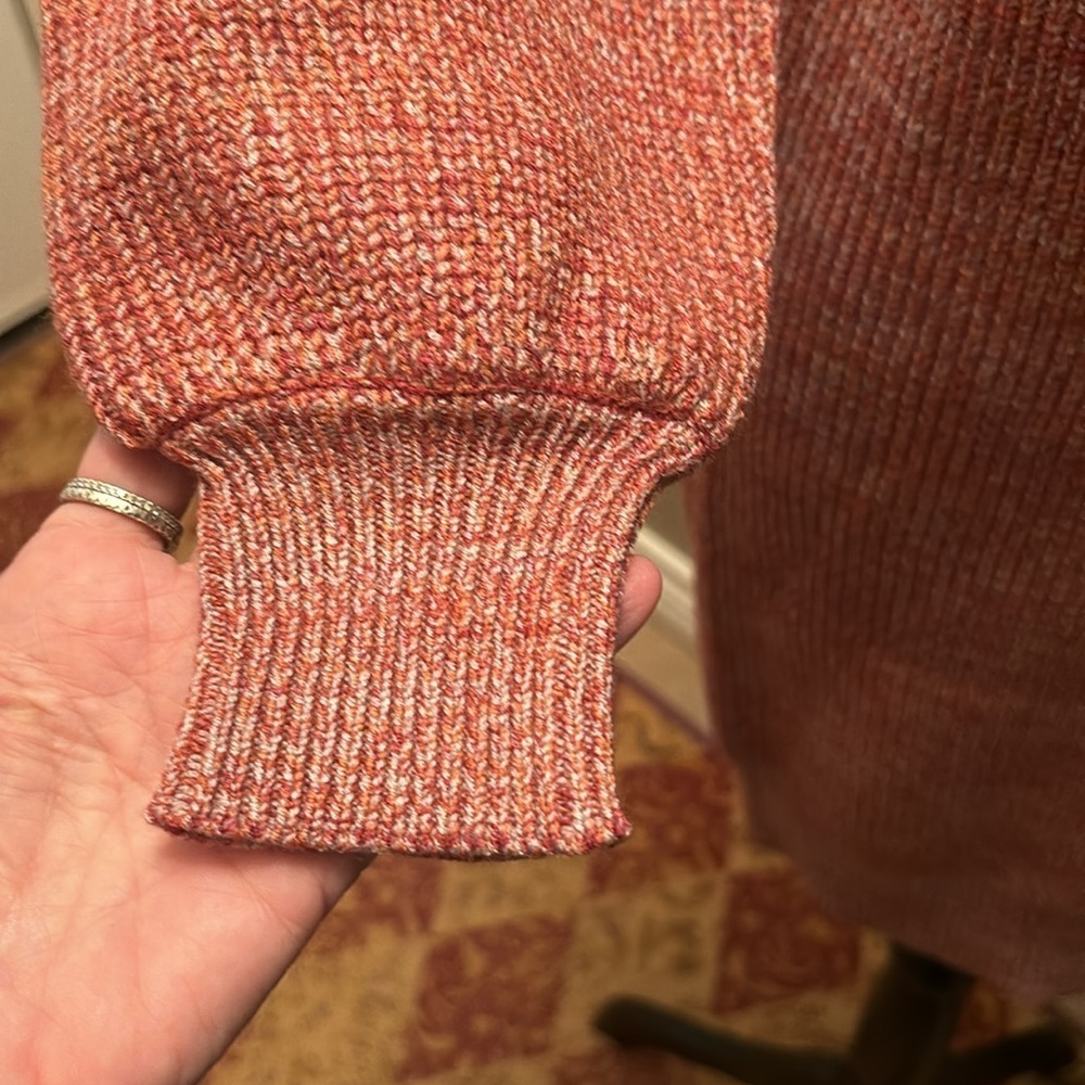 Cozy  Black Tape V-Neck Sweater Dress - Rust - Picture 2 of 8